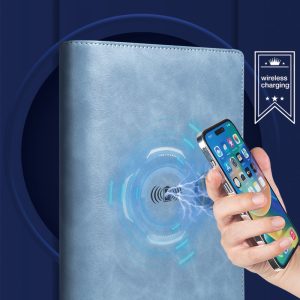 Soft PU Leather Notebook with Wireless Charger