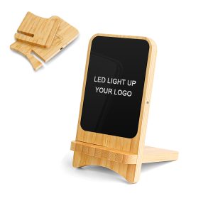 Bamboo Detachable Light-up 15W Qi Wireless Charging Stand